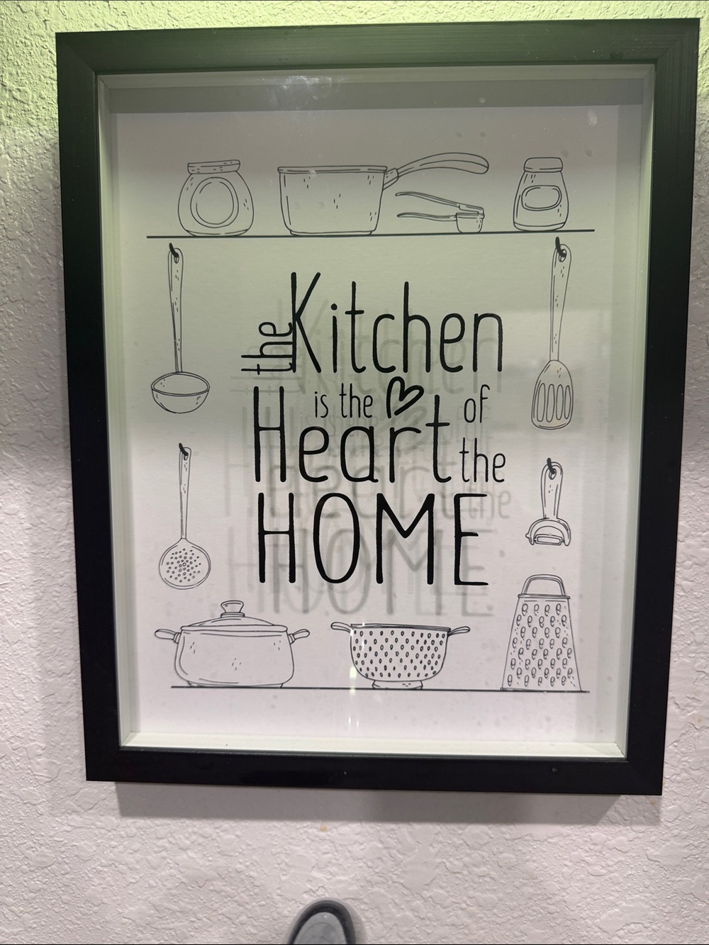 Kitchen Wall Art Sign - Black "The Kitchen is the Heart of the Home"
